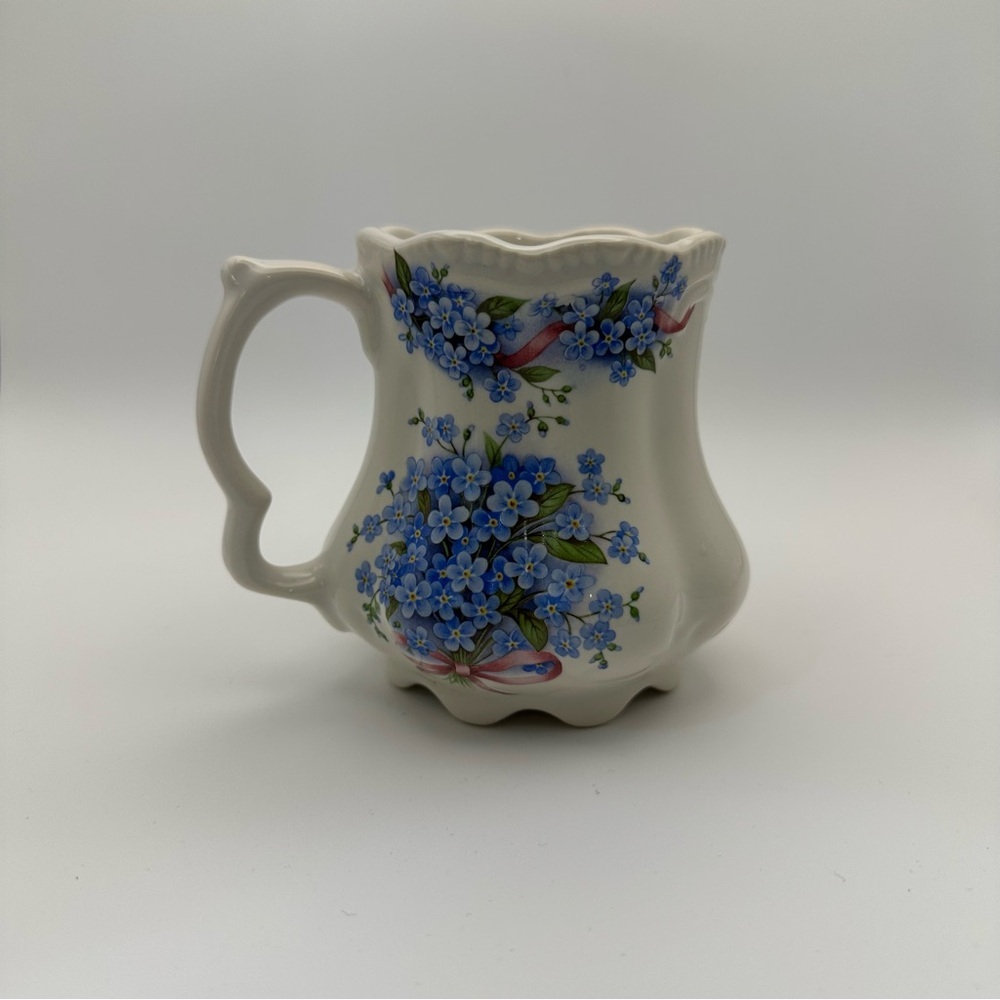 Crownford Giftware Corp Bone China Pitcher Forget-Me-Not Flowers/ Pink Ribbon